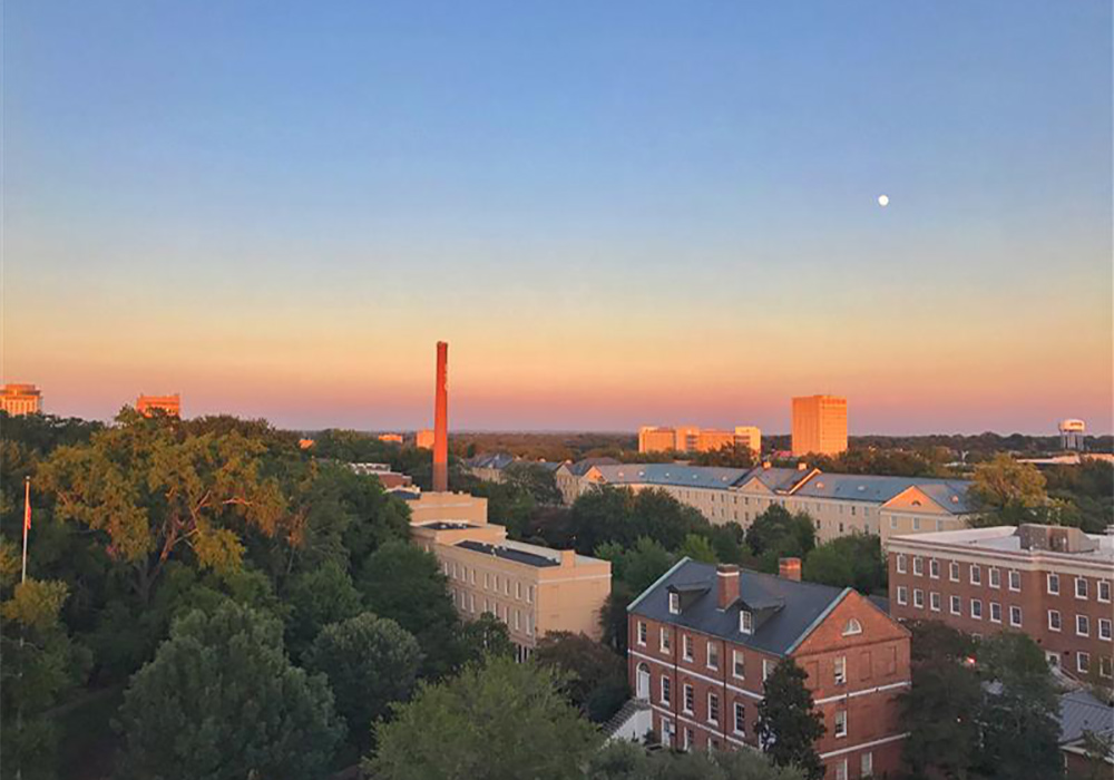 Sunset over the UofSC campus skyline.
