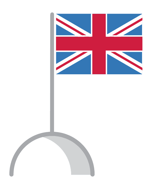An illustration of the flag of the United Kingdom in a wave-like motion.