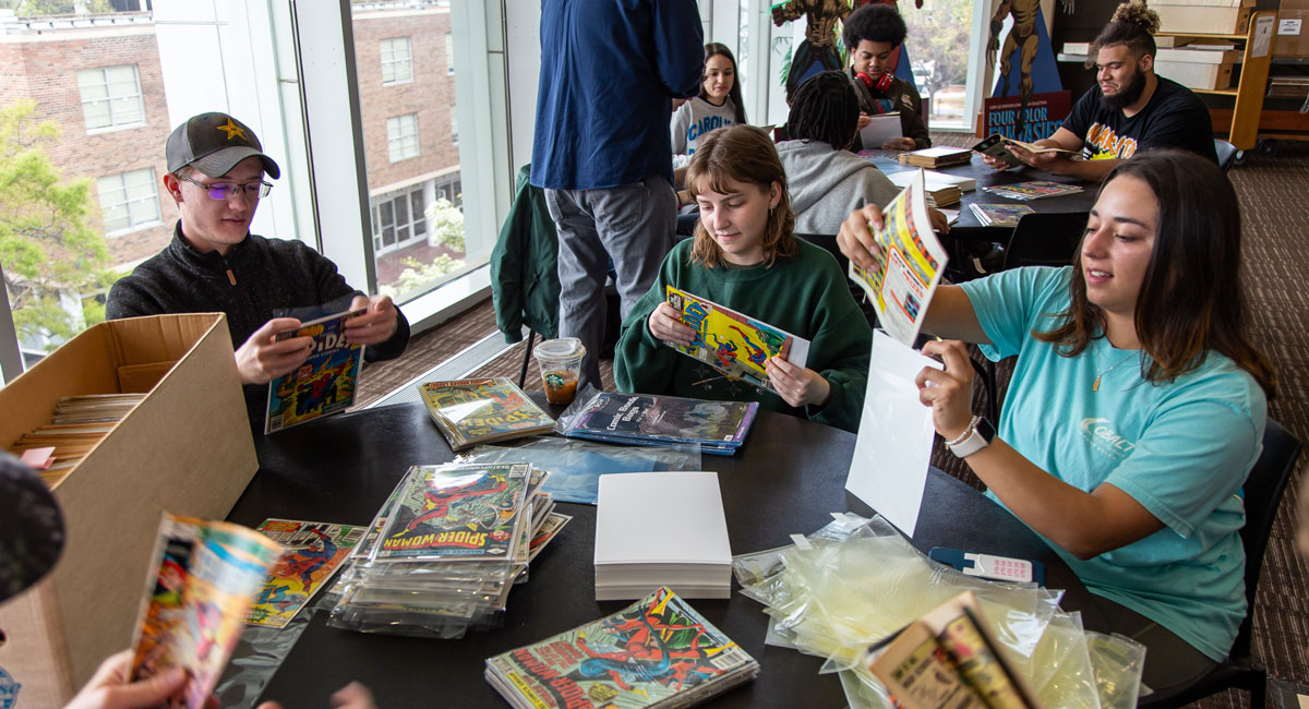 USC students help to process the comic collection&nbsp;