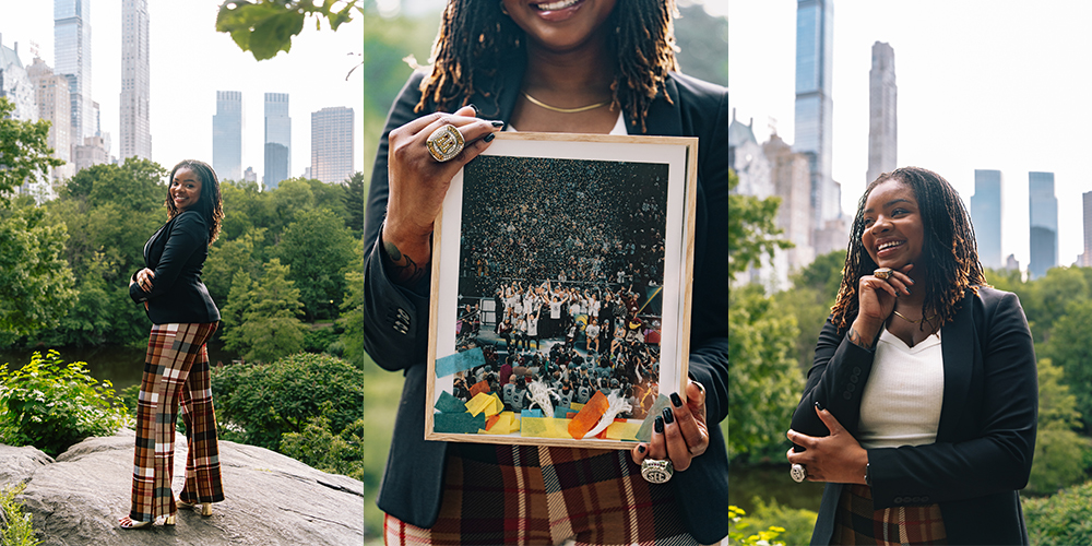 Lakeyia Brown poses in Central Park in New York City.