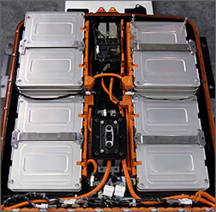 An array of lithium-ion batteries