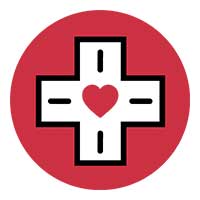 Icon of first aid symbol with heart in the middle
