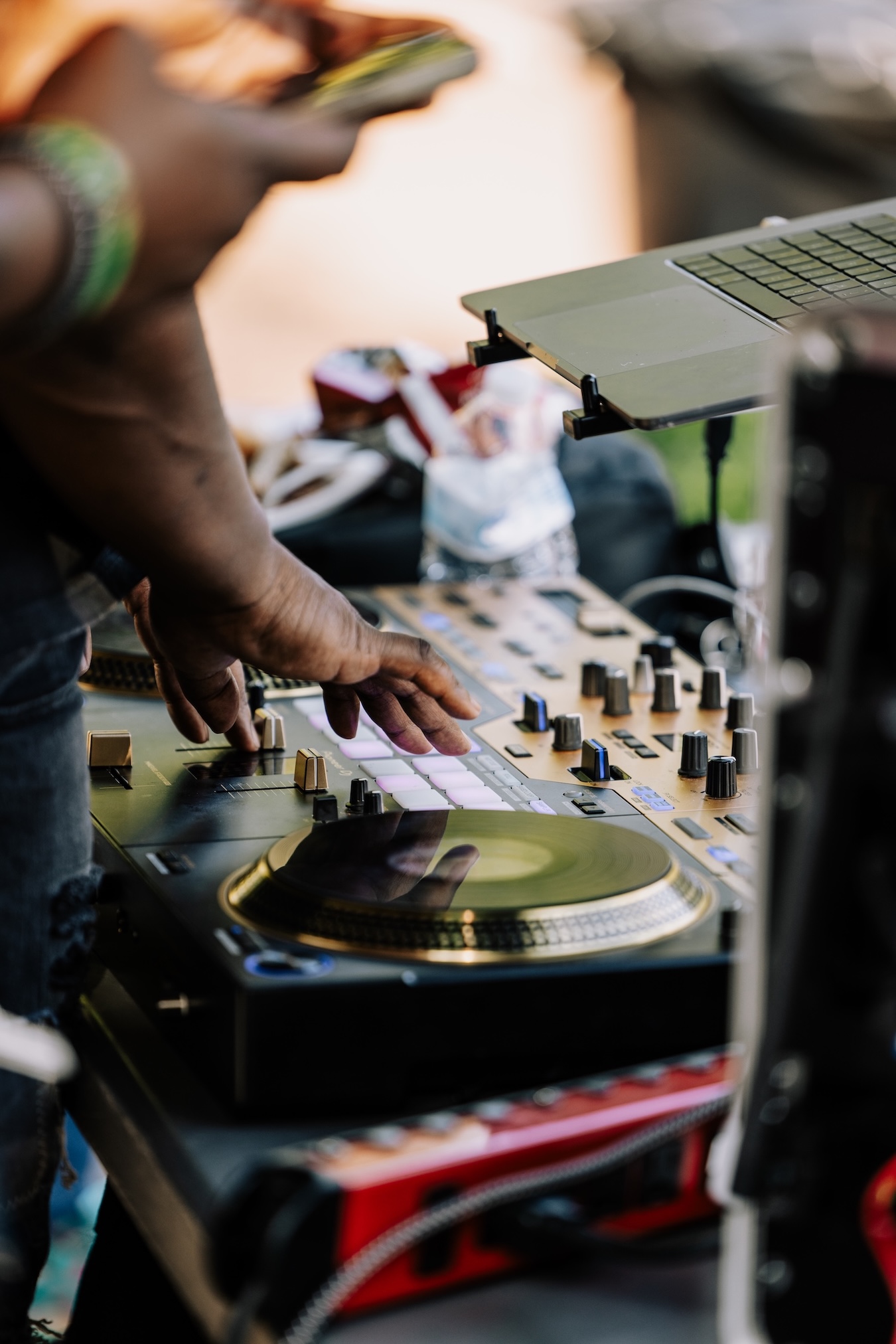Dj hand on a turntable
