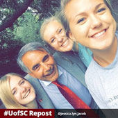 President Pastides snaps a selfie with some UofSC students