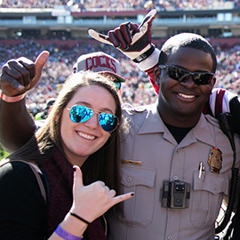 Students pose with UofSC public safety officers